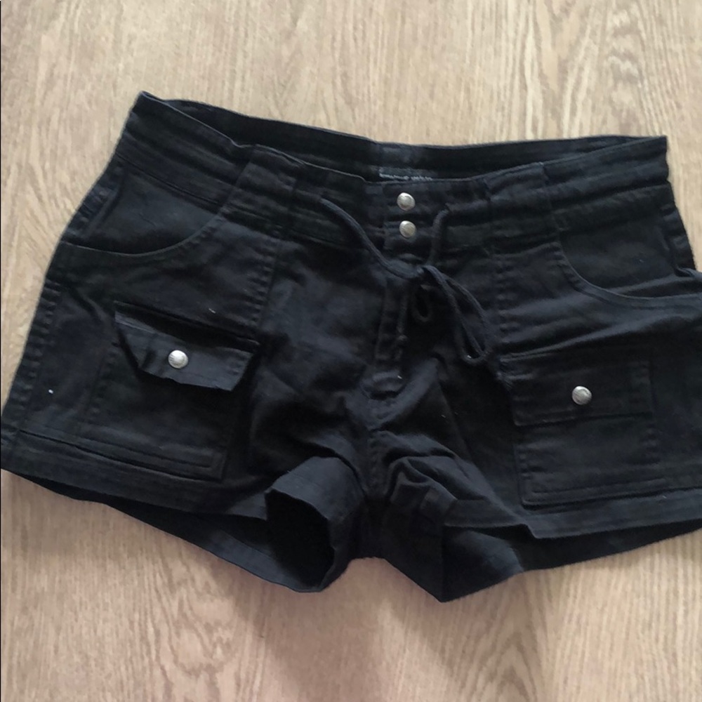Black cargo style shorts